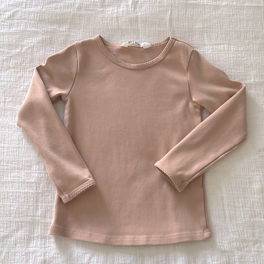H&M Dusty Pink Ribbed Long Sleeve Tee